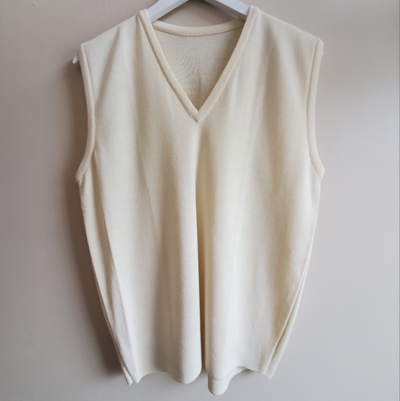 Vintage wool cream oversized Vest size L - Picture 1 of 7